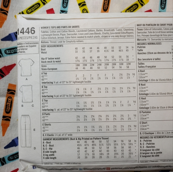 Simplicity 1446 Plus Size coordinates size 26W-32W uncut factory folded - Picture 3 of 3